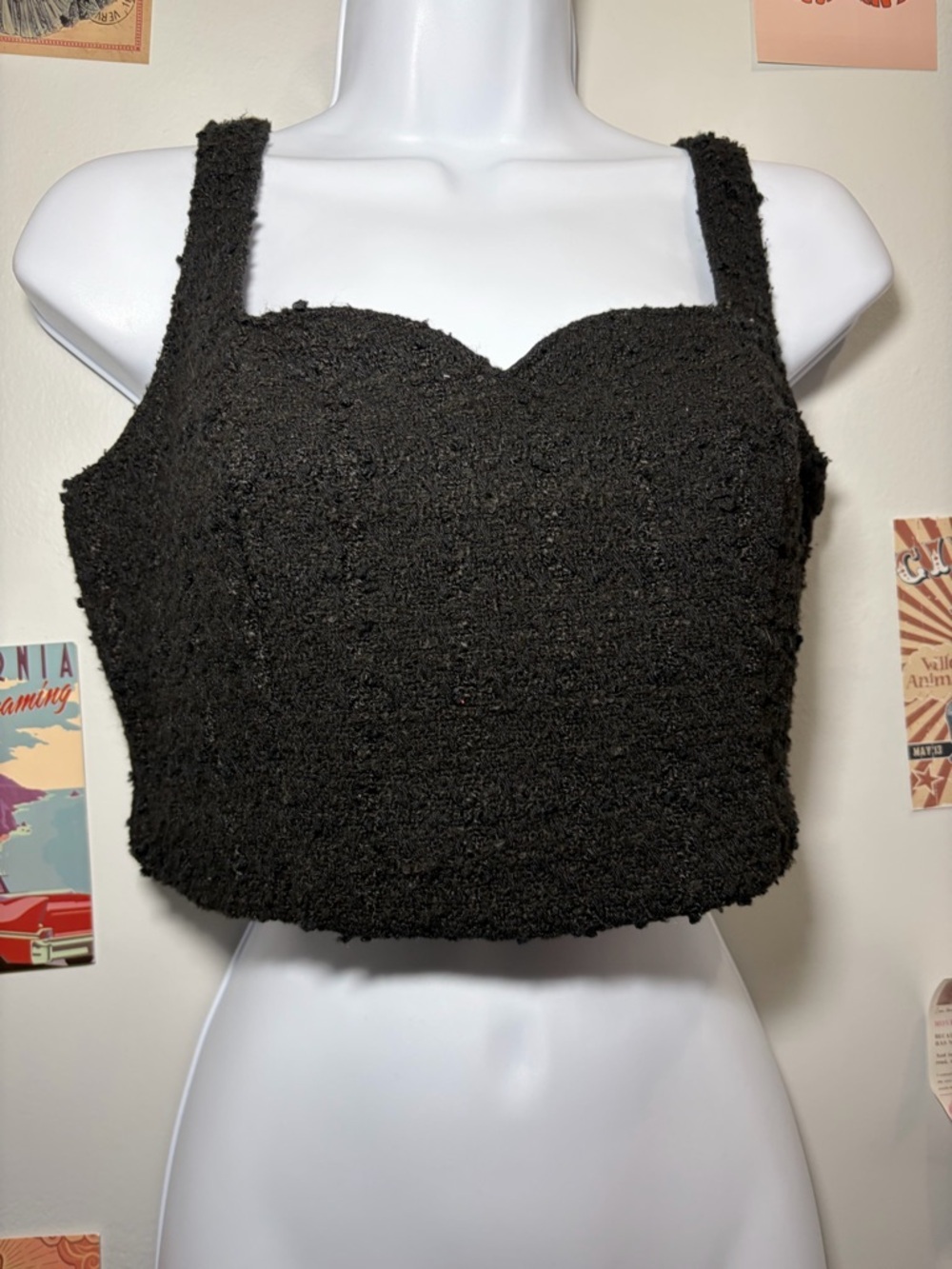 Abercrombie & Fitch Black Textured Cropped Tank